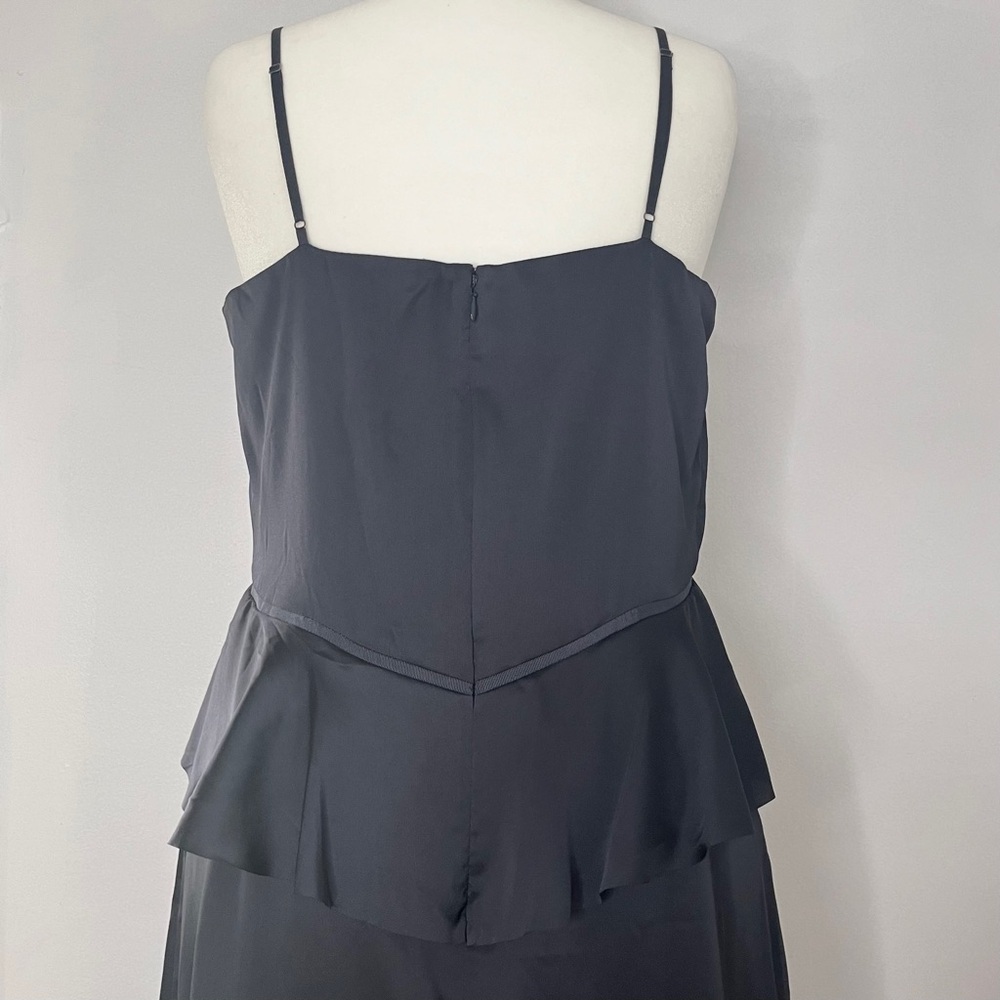 Banana Republic Knee Length Peplum Waist Satin Dress Size 16 Tall Dark Gray - Picture 10 of 11